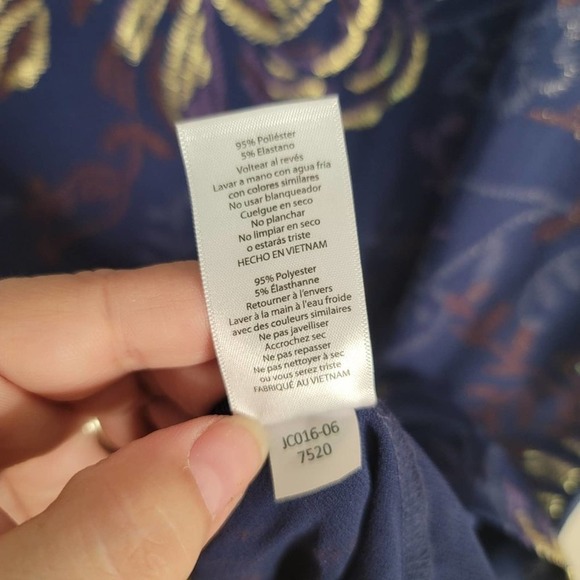 Lularoe Elegant Debbie Gold Metallic Floral Print Pencil Sheath Dress Blue Small - Picture 8 of 10